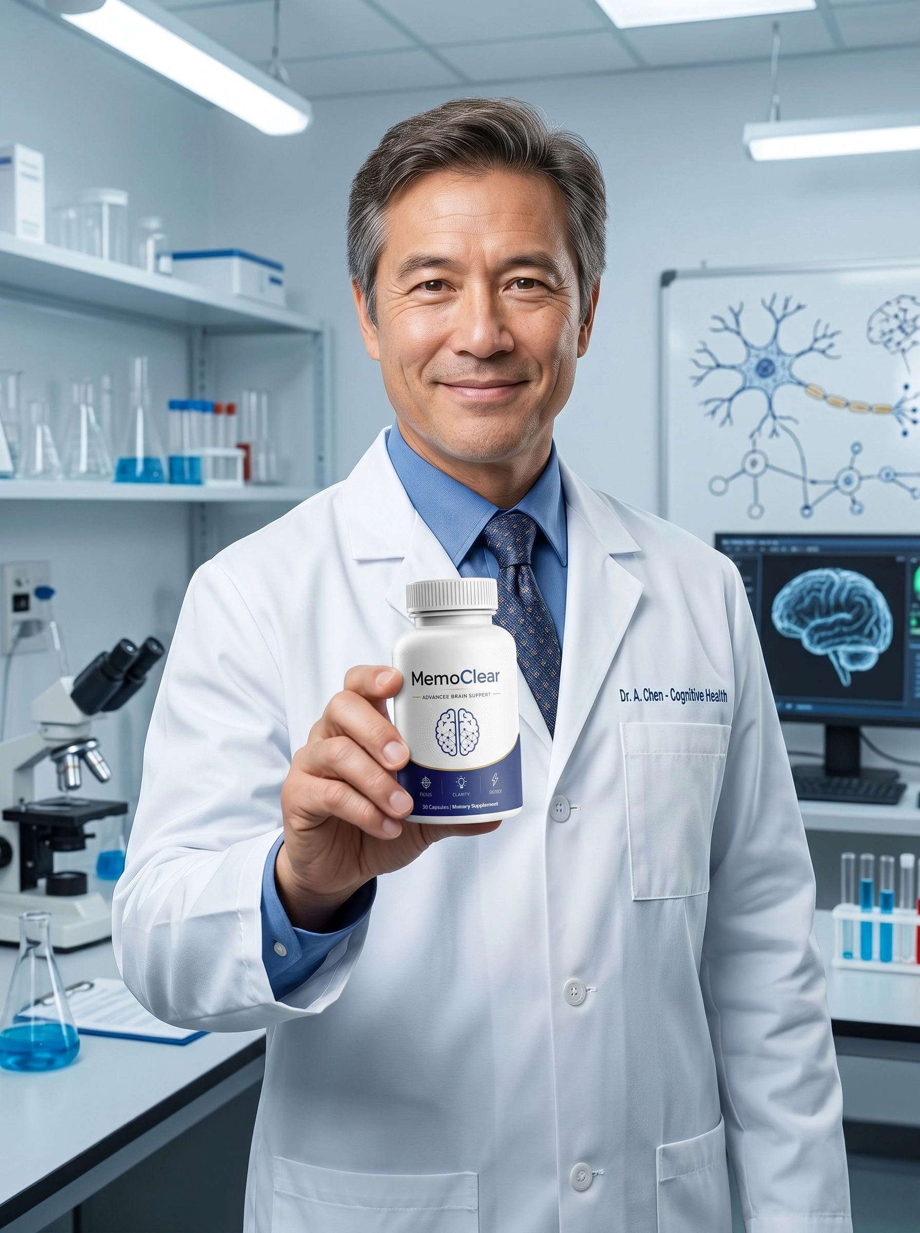 Brain health expert reviewing MemoClear's natural nootropic formula